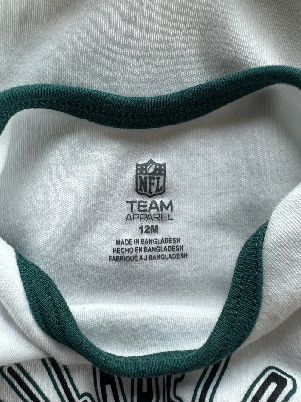 Philadelphia Eagles Infant One-Piece Bodysuit in Green and White